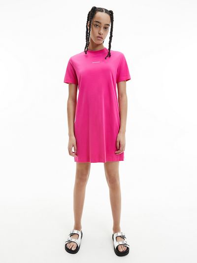 Calvin Klein Ruhák HU854503 | Calvin Klein Organic Cotton Női Pólóruha Rózsaszín